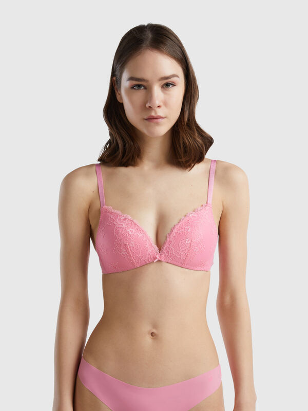 Triangle bra with lace cups Women
