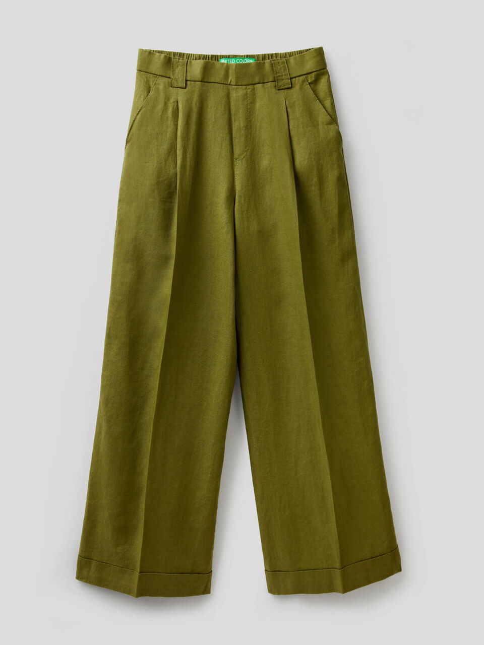 Wide leg trousers in 100% linen image number 1