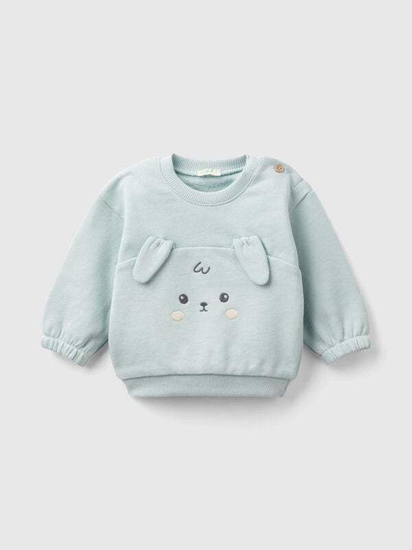 Sweatshirt with embroidery and patches in organic cotton New Born (0-18 months)