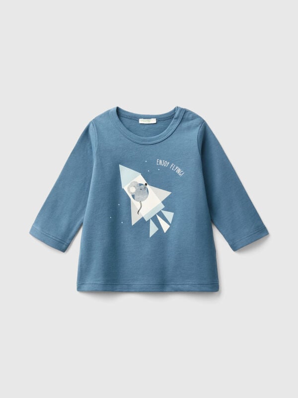 T-shirt with print in warm organic cotton New Born (0-18 months)