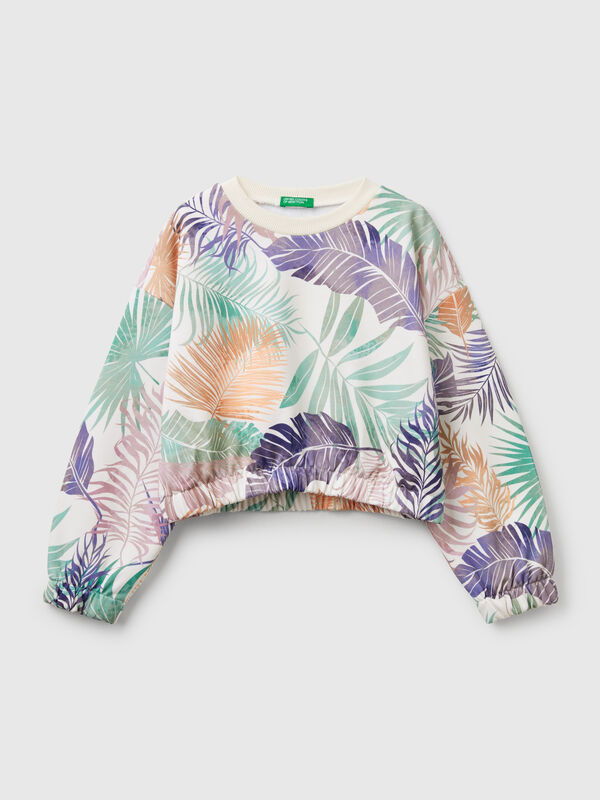 Sweatshirt with tropical print Junior Girl