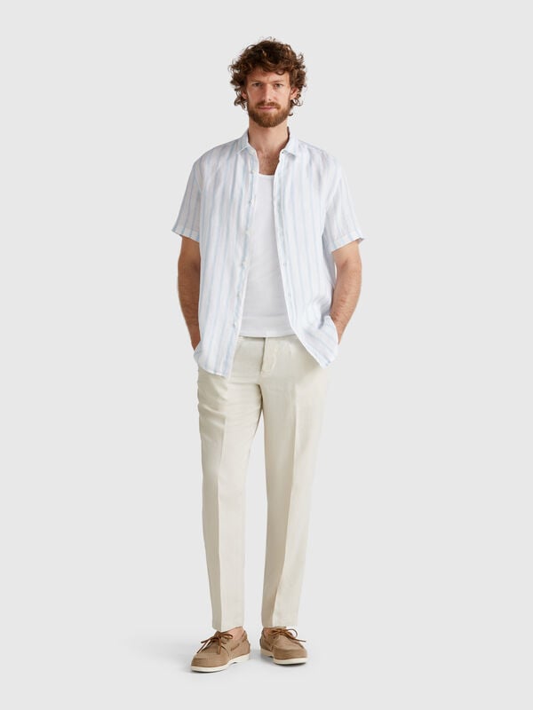 Chinos in pure linen Men