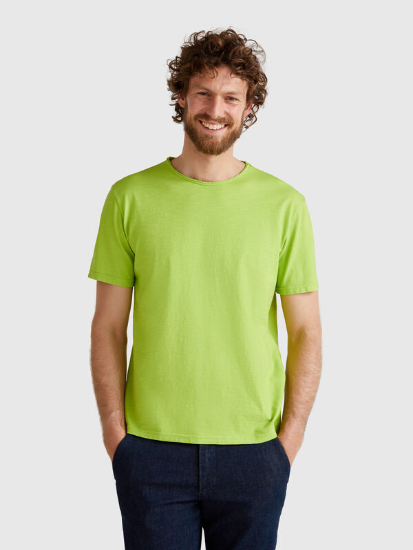 Light green t-shirt in slub cotton Men