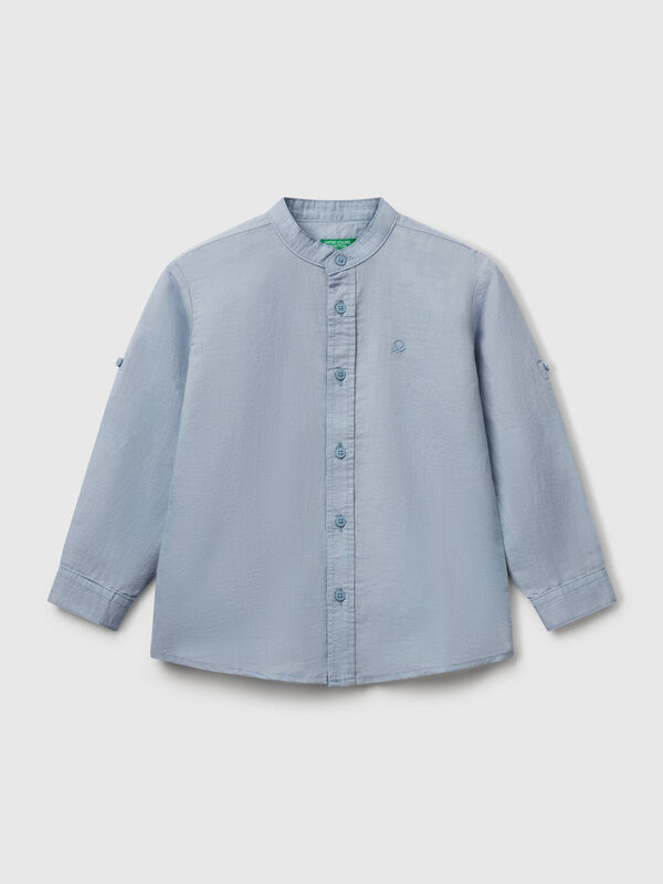 Mandarin collar shirt in linen blend Junior Boy