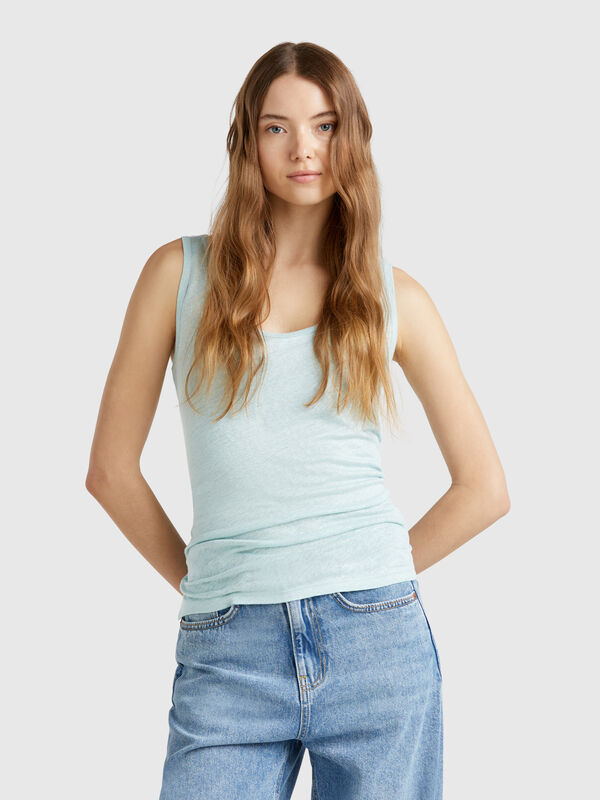 Tank top in pure linen Women