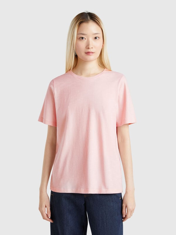 Crew neck t-shirt in slub cotton Women