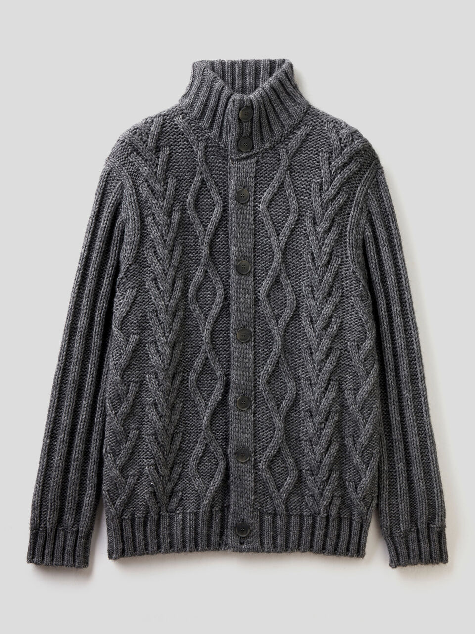Knit cardigan with high neck image number 1