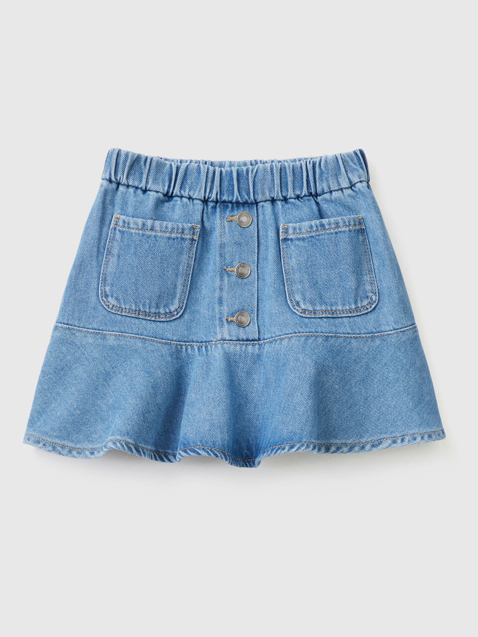 Denim miniskirt with frill