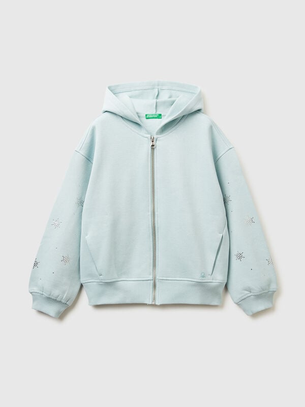 Sweatshirt with zip and rhinestones Junior Girl