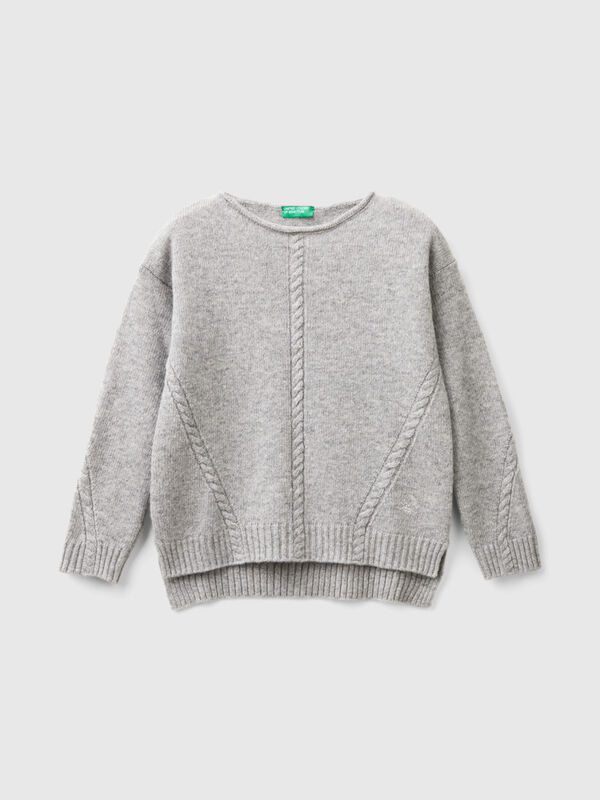 Cable knit sweater in wool blend Junior Girl