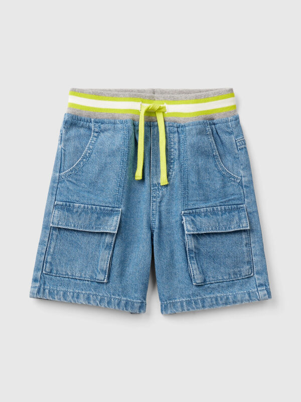 Lightweight denim cargo bermudas Junior Boy