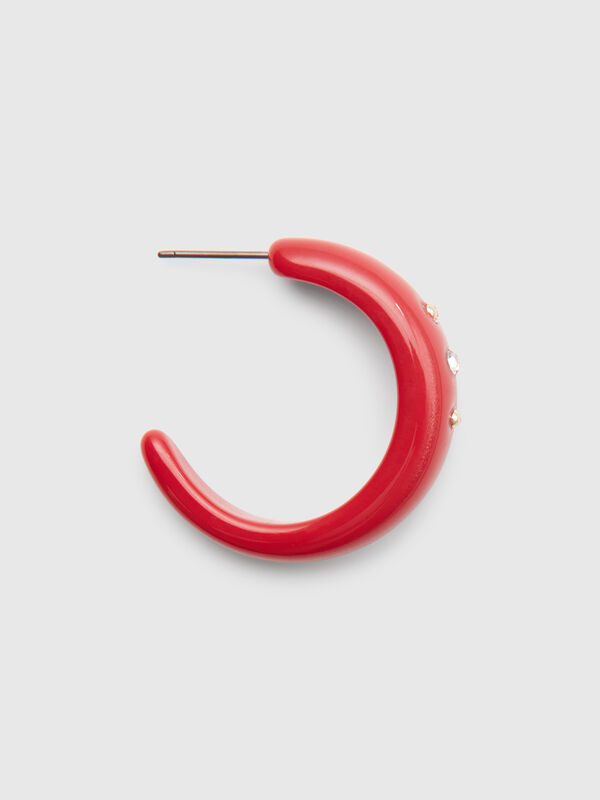 Brick red hoop earrings with rhinestones and studs Women