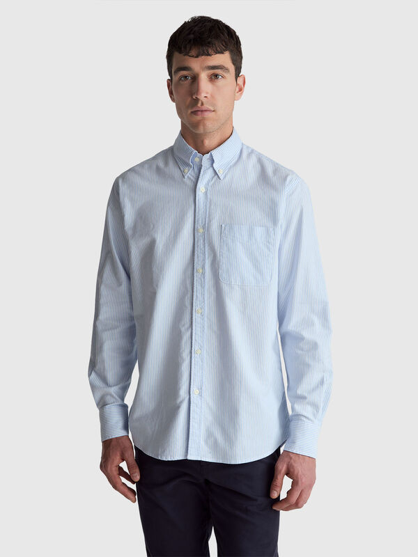 Striped regular fit button-down shirt Men