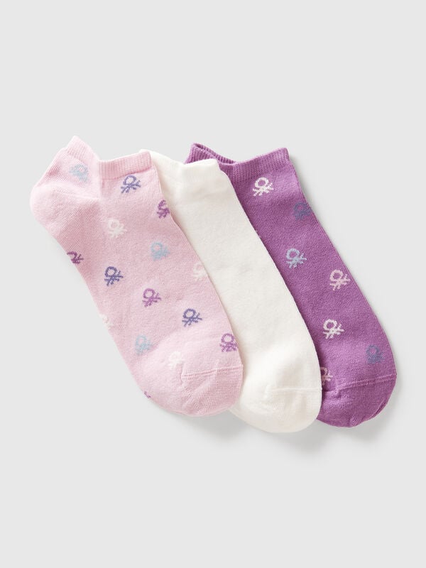 Three pairs of stretch cotton blend socks