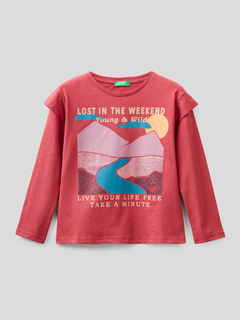 T-shirt with frill in organic cotton image number 1