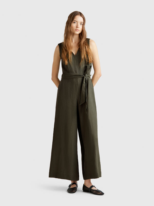 Jumpsuit in pure linen Women