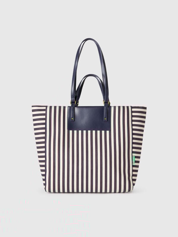 Blue and white striped tote bag Women
