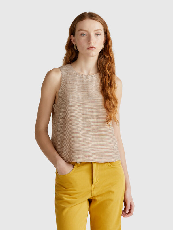 Striped blouse in linen blend Women
