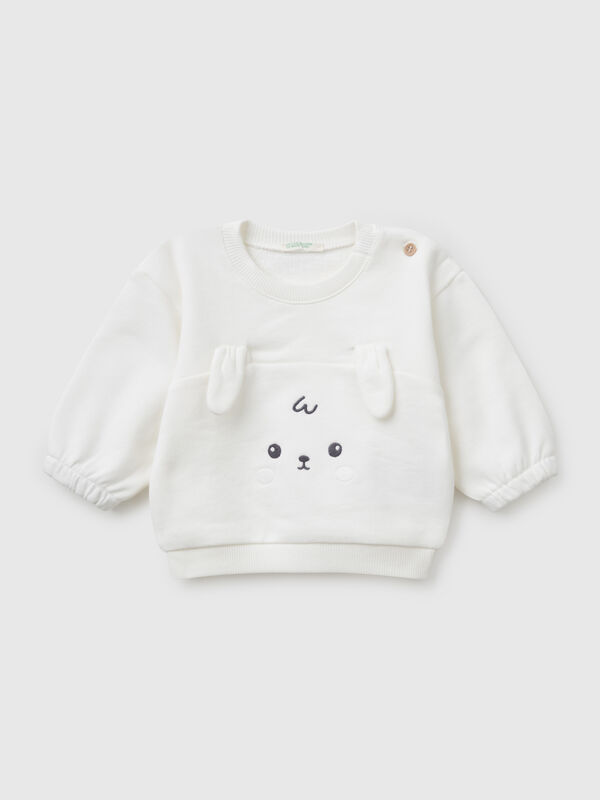 Sweatshirt with embroidery and patches in cotton New Born (0-18 months)