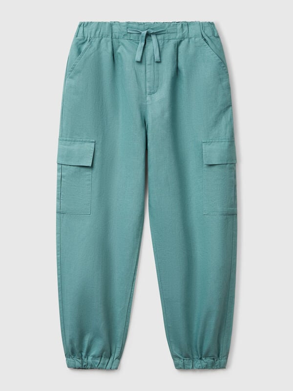 Cargo fit trousers in linen blend Junior Girl