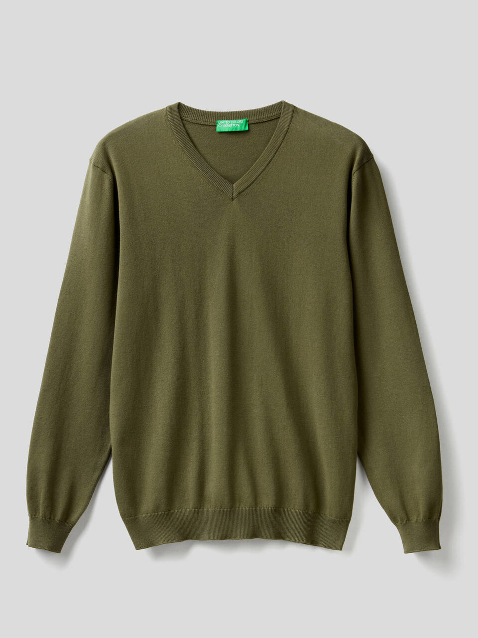 Pure cotton sweater with V-neck image number 1