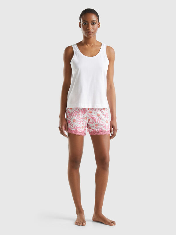 Floral shorts in stretch viscose Women