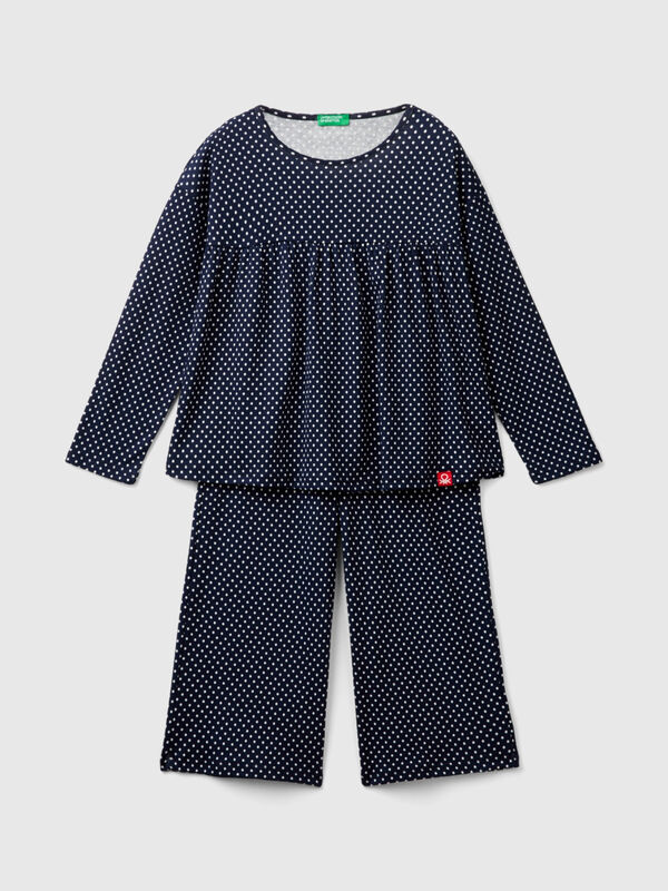 Loose-fitting polka-dot pyjamas in organic cotton Junior Girl