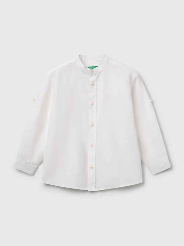 Mandarin collar shirt in linen blend Junior Boy