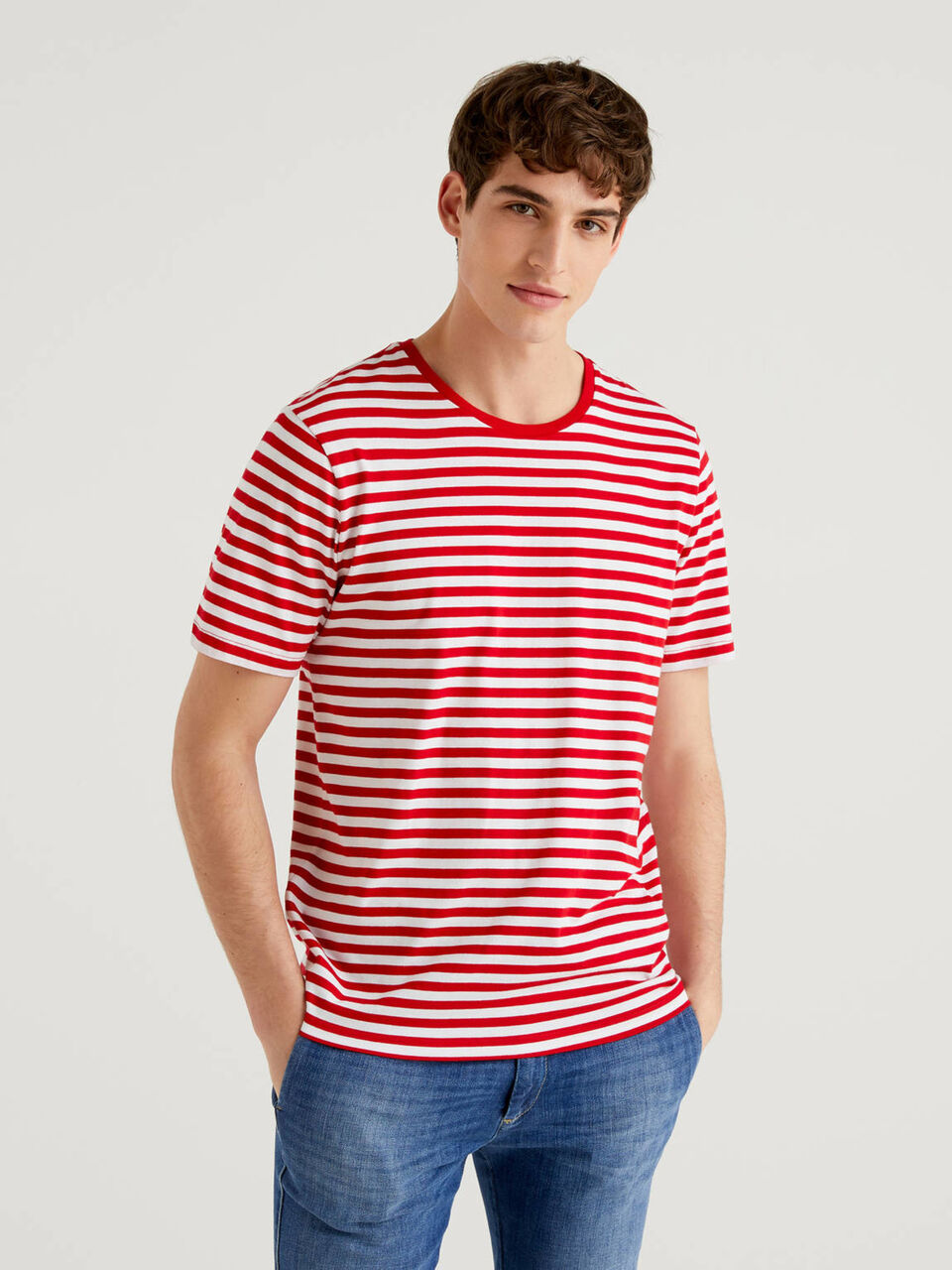 Striped t-shirt in pure cotton Men image number null