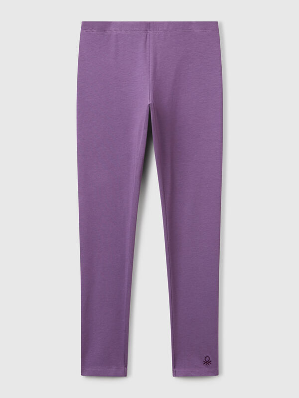 Stretch cotton leggings with logo Junior Girl