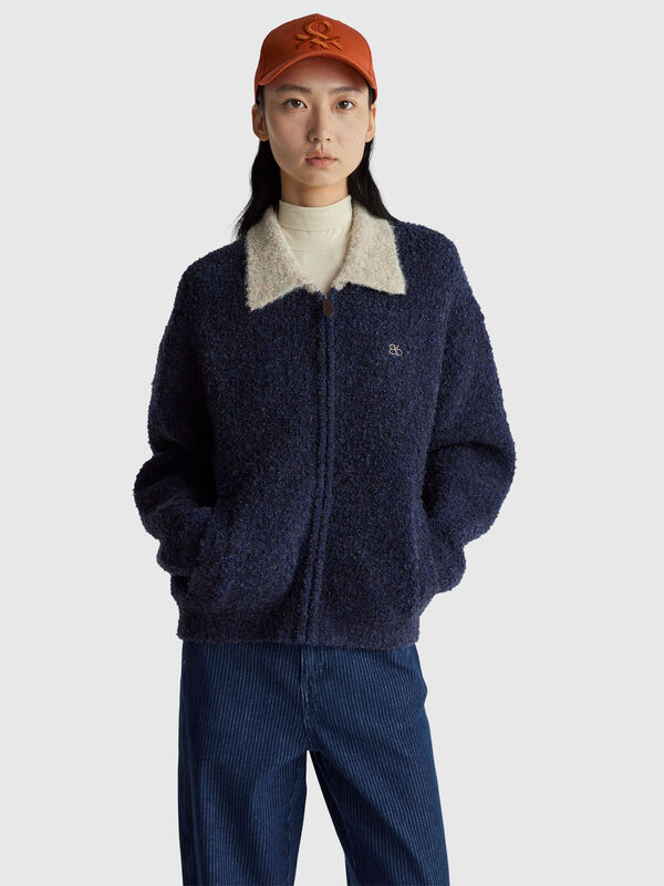 Cardigan with collar and zipper Women