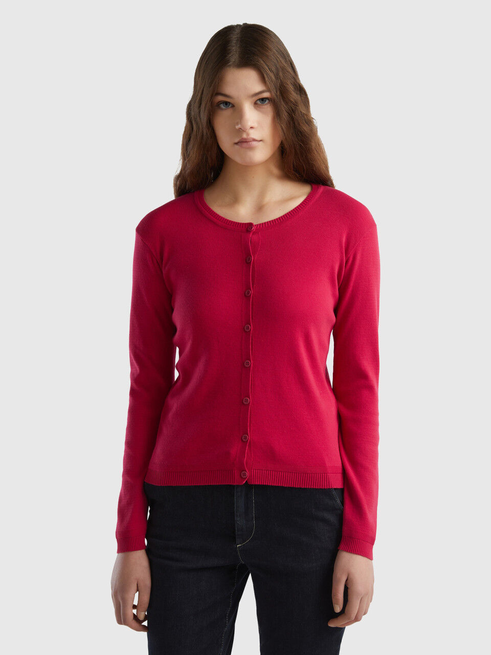 Cropped chinos in stretch cotton Soft Pink Benetton