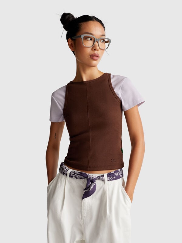 Tank top in stretch cotton and Modal blend Women