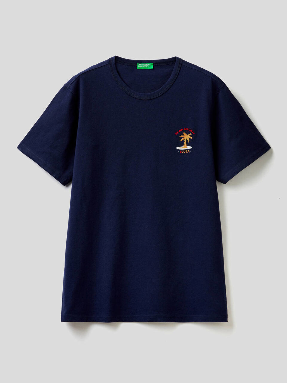 Pure cotton t-shirt with embroidery image number 1