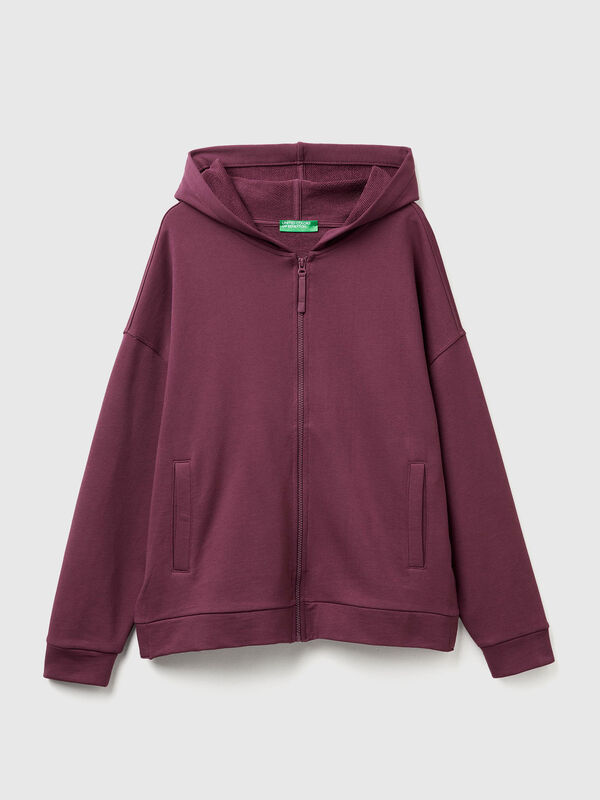 100% cotton sweatshirt with zip and hood Women