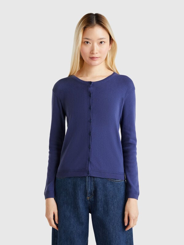 Pure cotton crew neck cardigan Women
