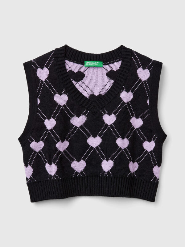 Cropped vest with heart motif Junior Girl