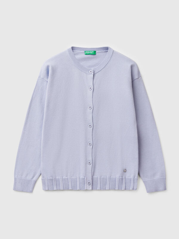 Pure cotton crew neck cardigan Junior Girl