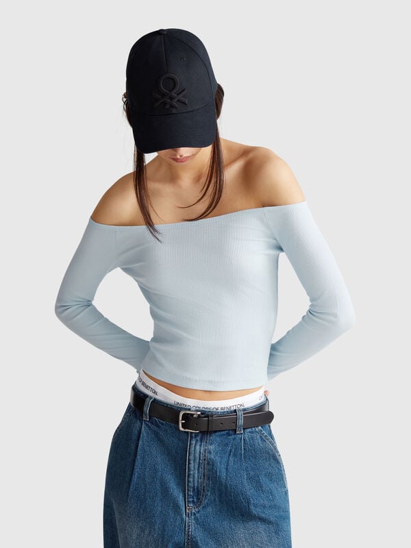 T-shirt with bardot neck Women