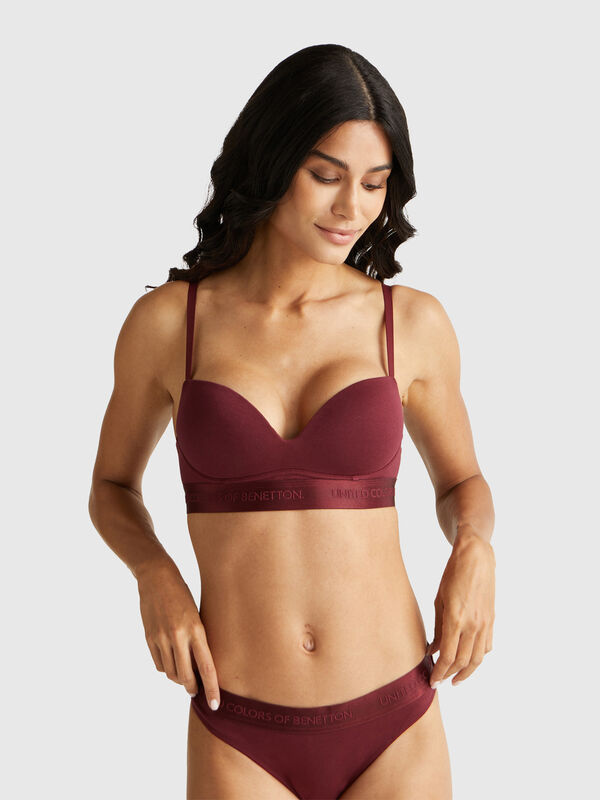 Padded bra in stretch cotton Women