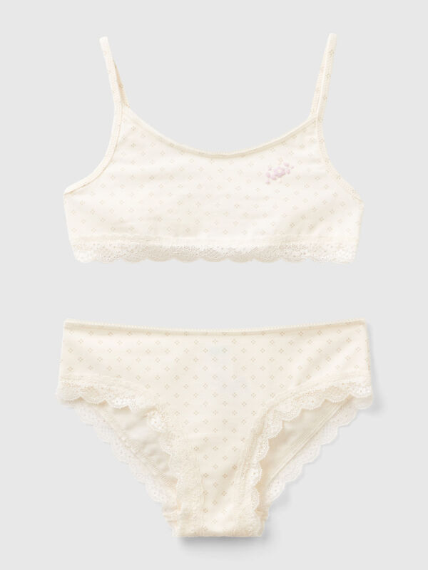 Micro pattern top and underwear set