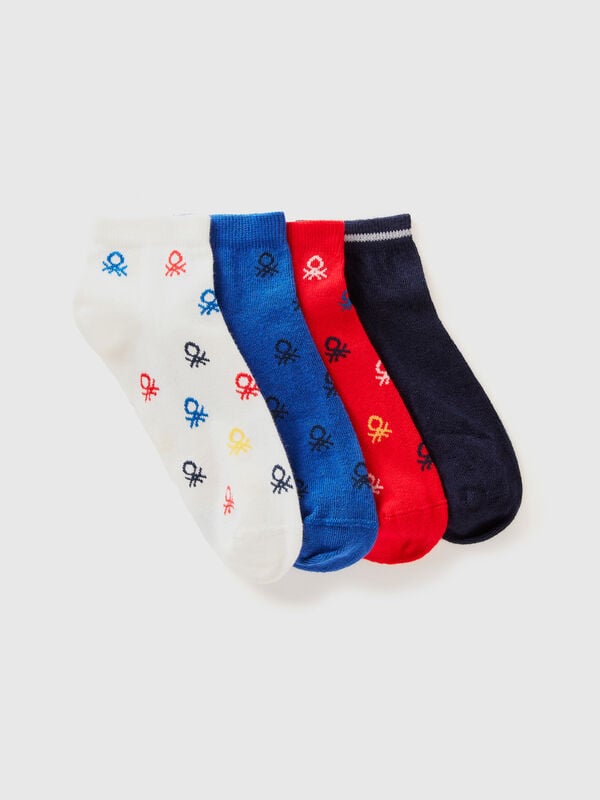 Four pairs of short socks with logos Junior Boy