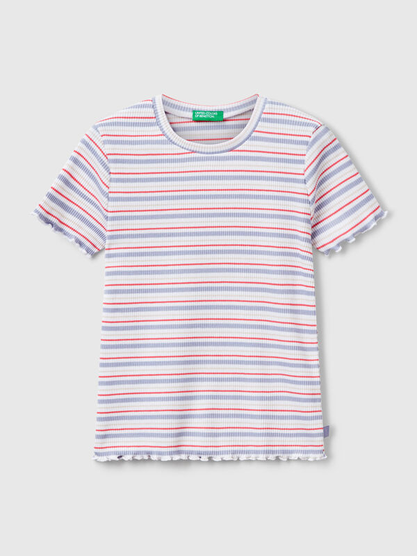 Striped stretch cotton t-shirt Junior Girl