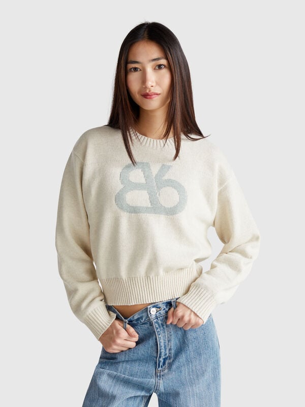 Crew neck sweater in wool blend Women