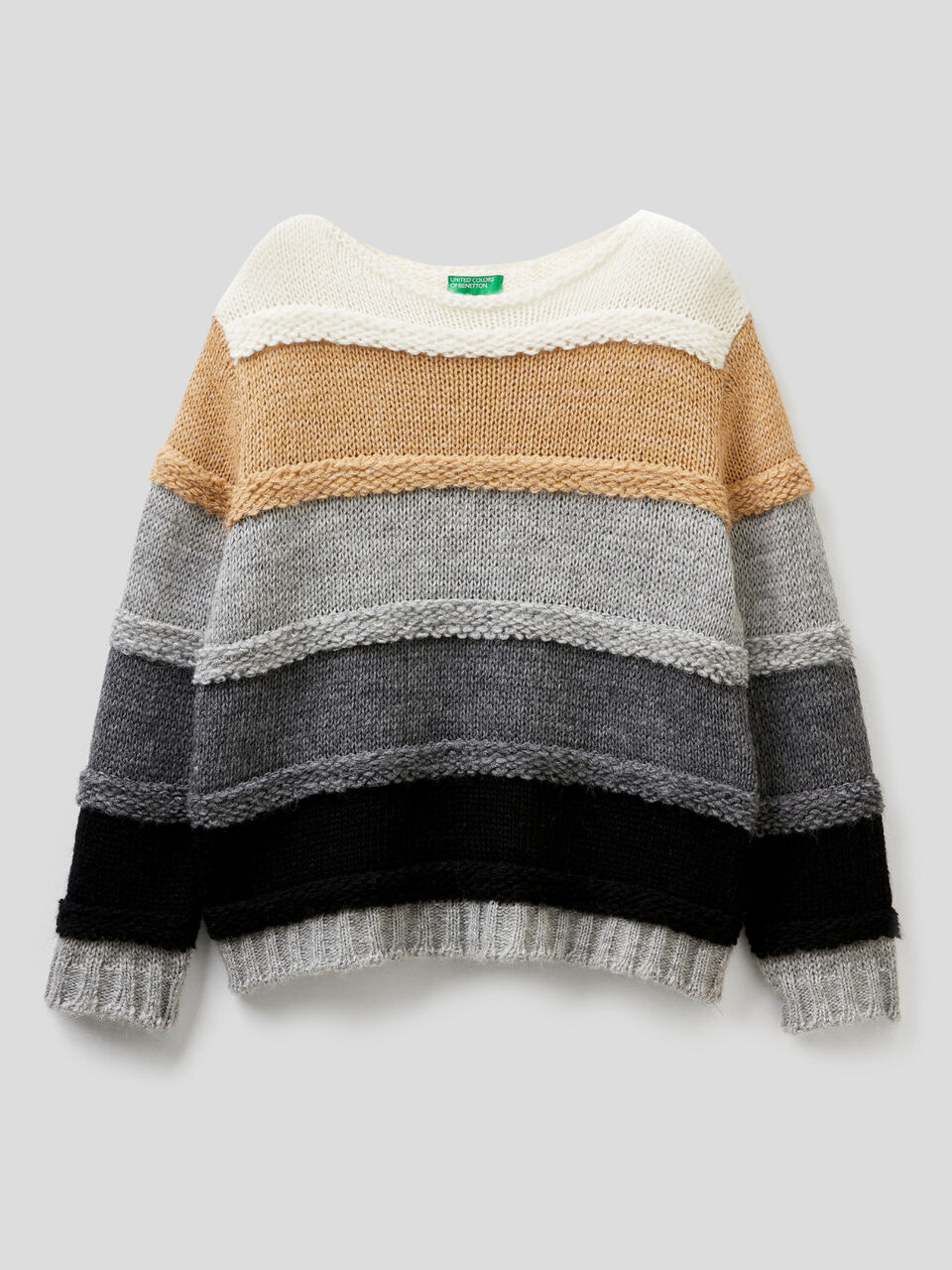 Striped sweater with stitch features image number 1