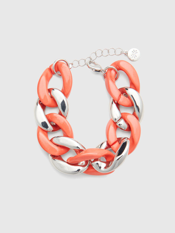 Silver and pink chain bracelet Women