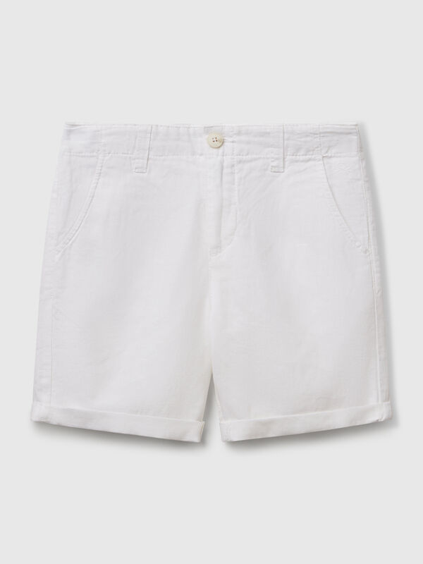 Chino bermudas in pure linen Junior Boy