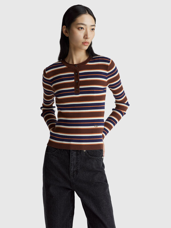 Henley ribbed top Women