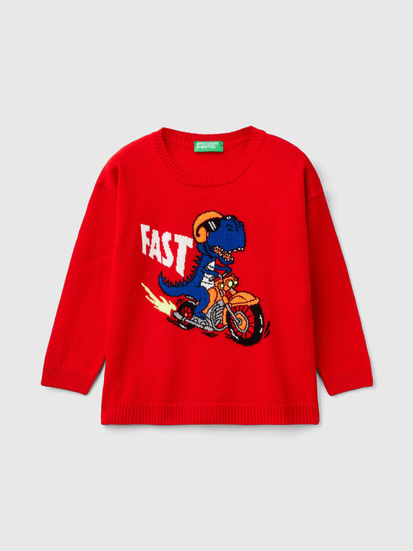 Sweater with dinosaur inlay Junior Boy