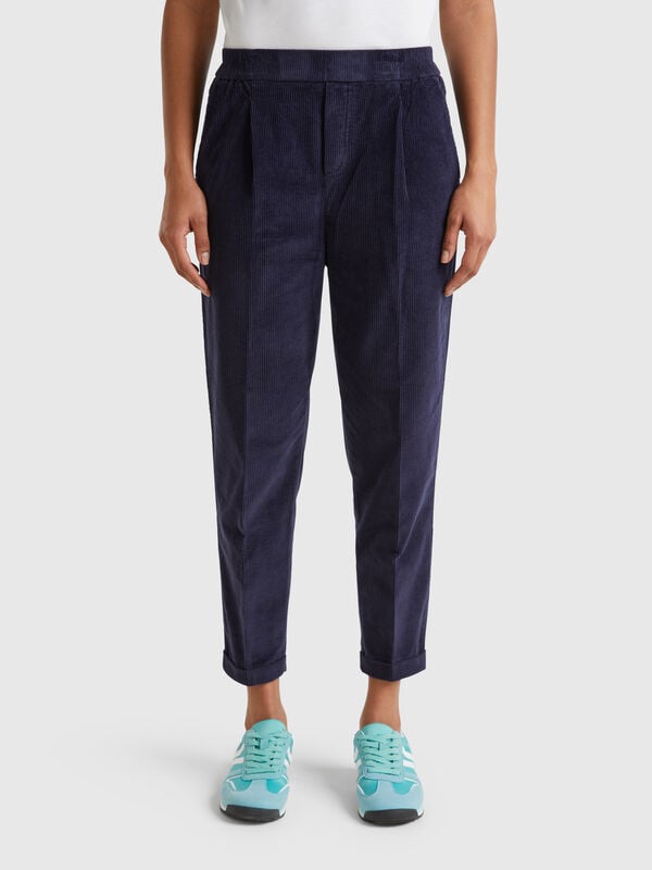 Chinos in velvet with stretch waist Women